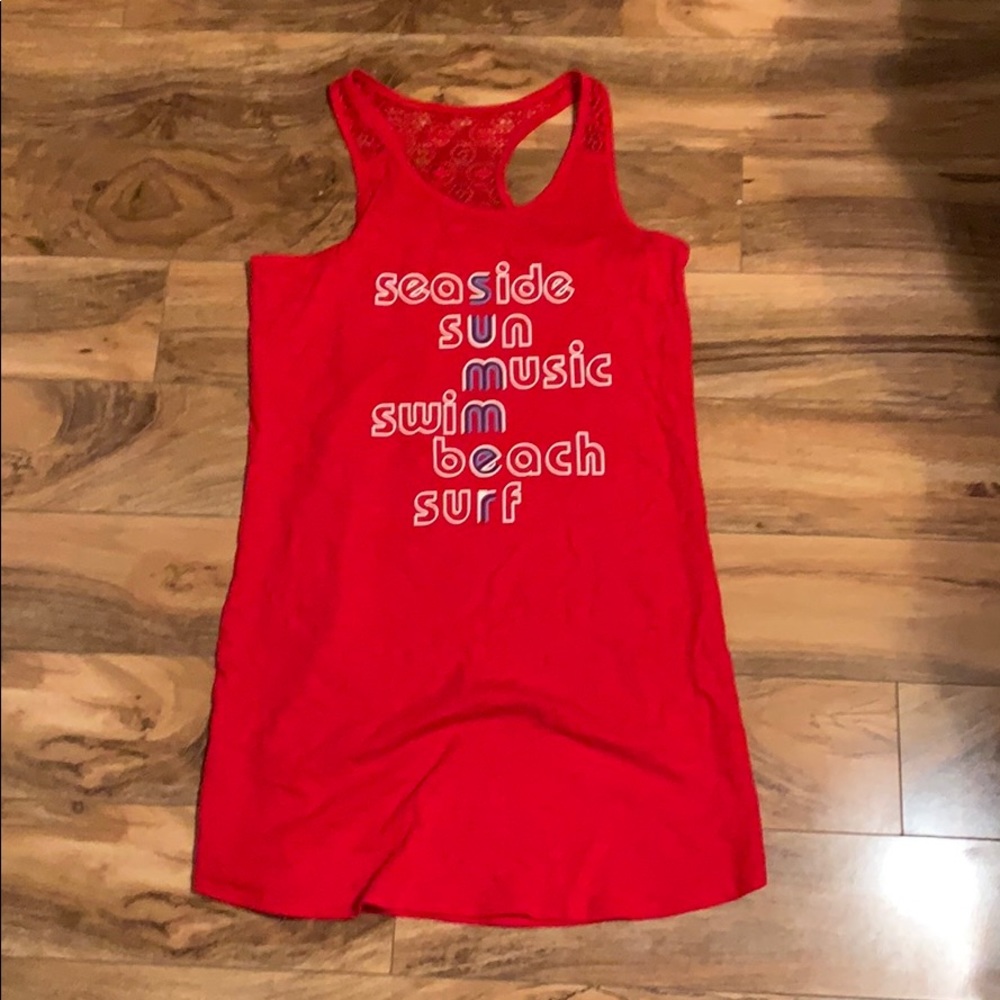 Red “Summer” Cat & Jack coverup/tank top.